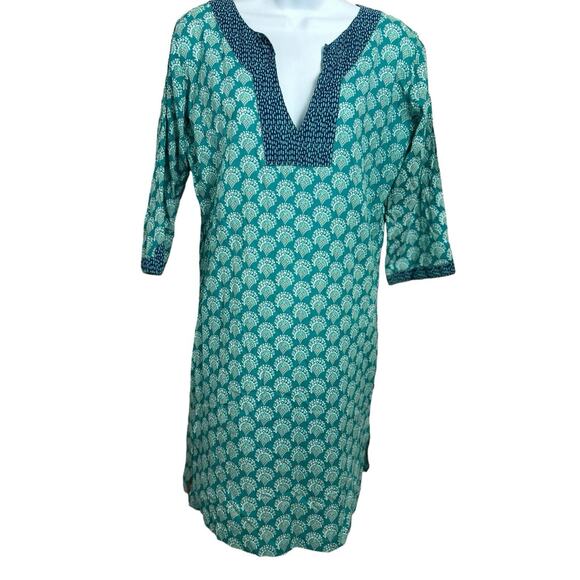Rock Flower Paper Women's Teal Beach Dress Size S Swimsuit Cover Up 100% Cotton - Picture 8 of 8